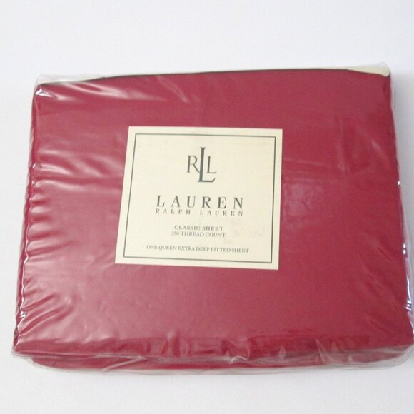 Lauren Ralph Lauren Queen Extra Deep Fitted Sheet Scarlet Supima Cotton FVD052 - Picture 1 of 7